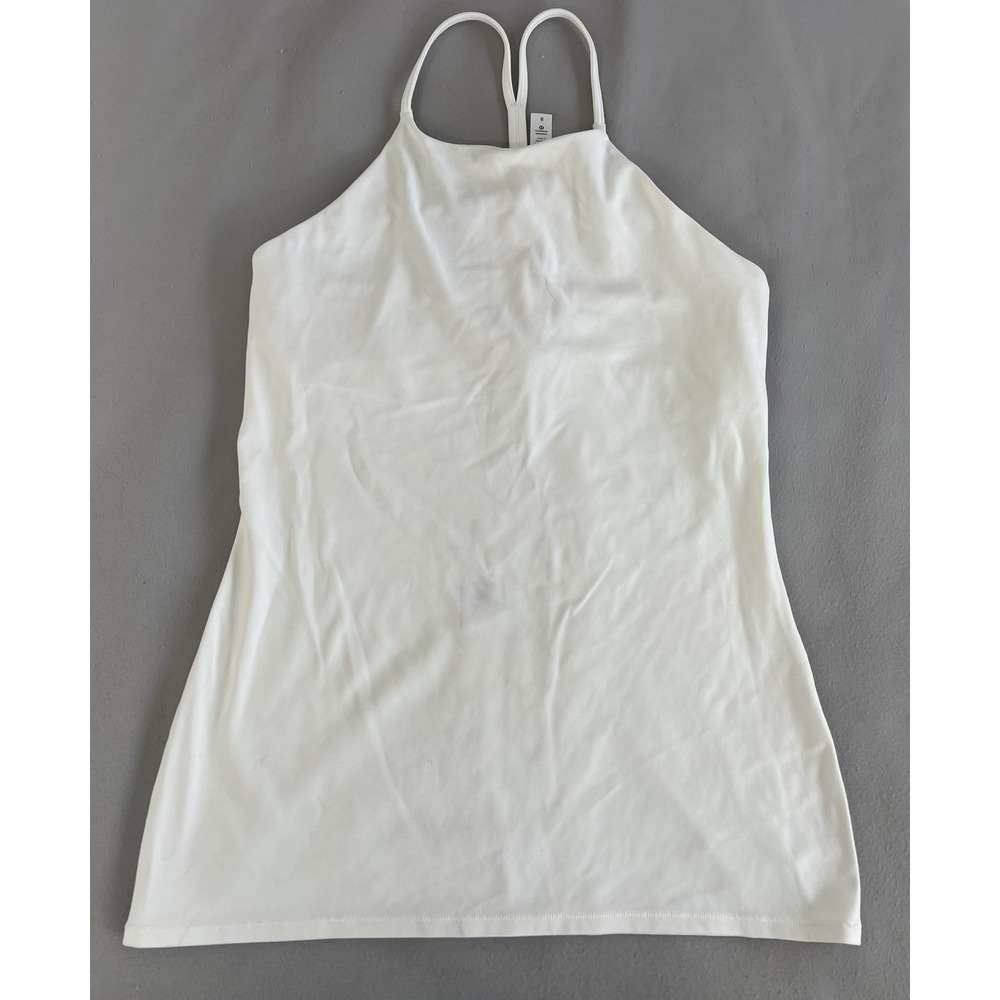 Lululemon Womens White Tank‎ Top Sz 8 Gym Training